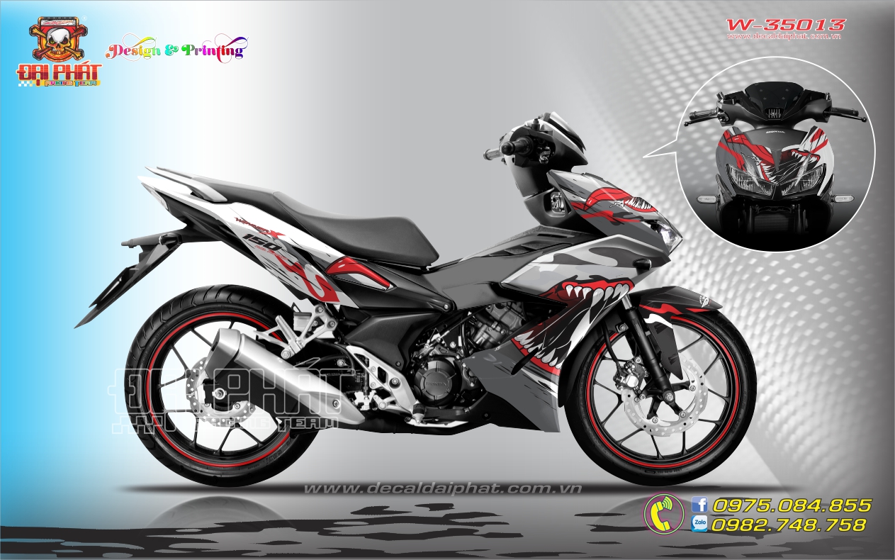 Tem Trùm Winner X 150 Cá Mập Trắng Đỏ Đen