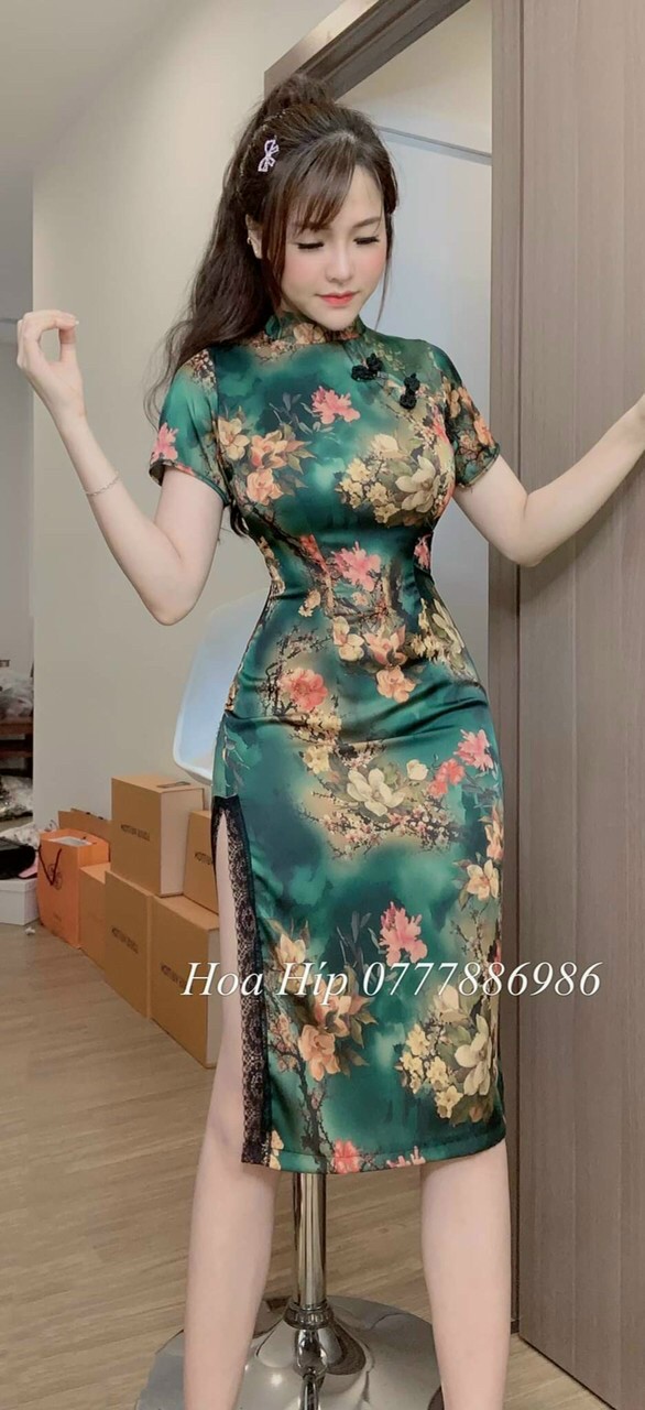 [hàng new] Sườn Xám sẽ tà Siêu xinh phong cách trung hoa 2022