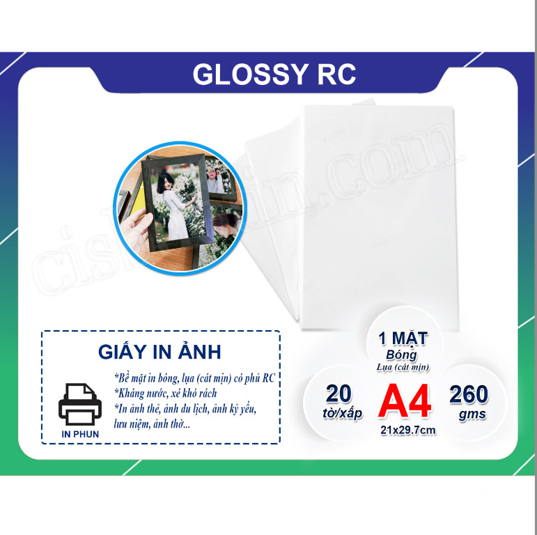 Giấy glossy rc a4 260g- combo 10 xấp