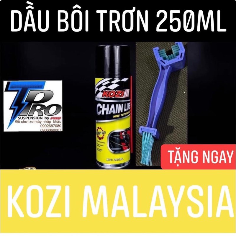 Dung dịch bảo dưỡng sên chain lube - kozi iii dung tích 250ml hàng chính hãng tặng 1 bàn chải