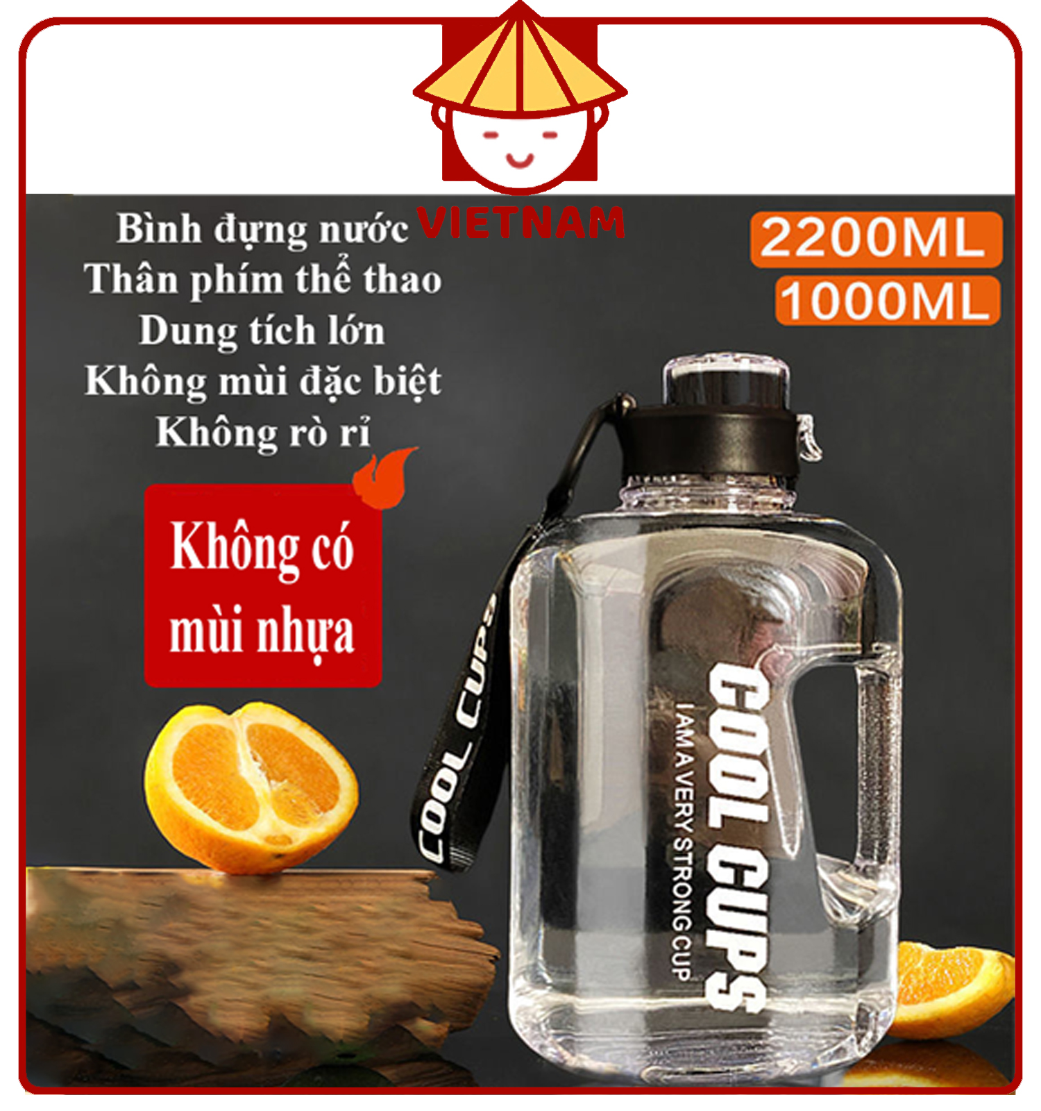 Bình đựng nước - bình nước thể thao shaker, dung tích 1-2,2 lít