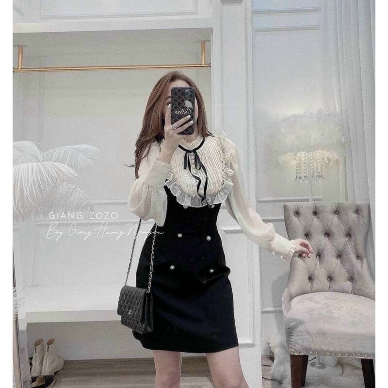 Đầm tiểu thư cột nơ phối bèo cực hot