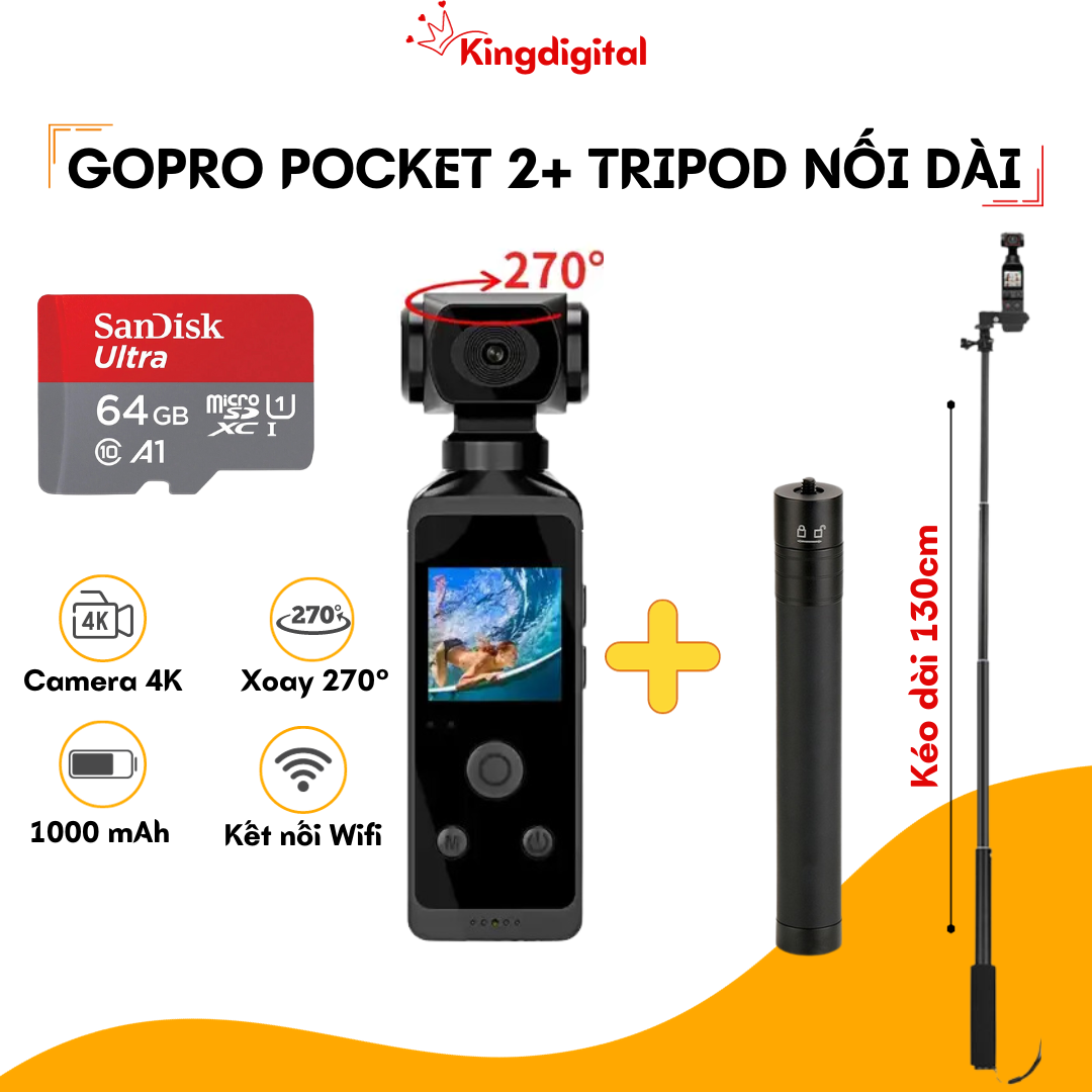Camera gopro 4K HD Pocket 2 Pro - Máy quay phim mini