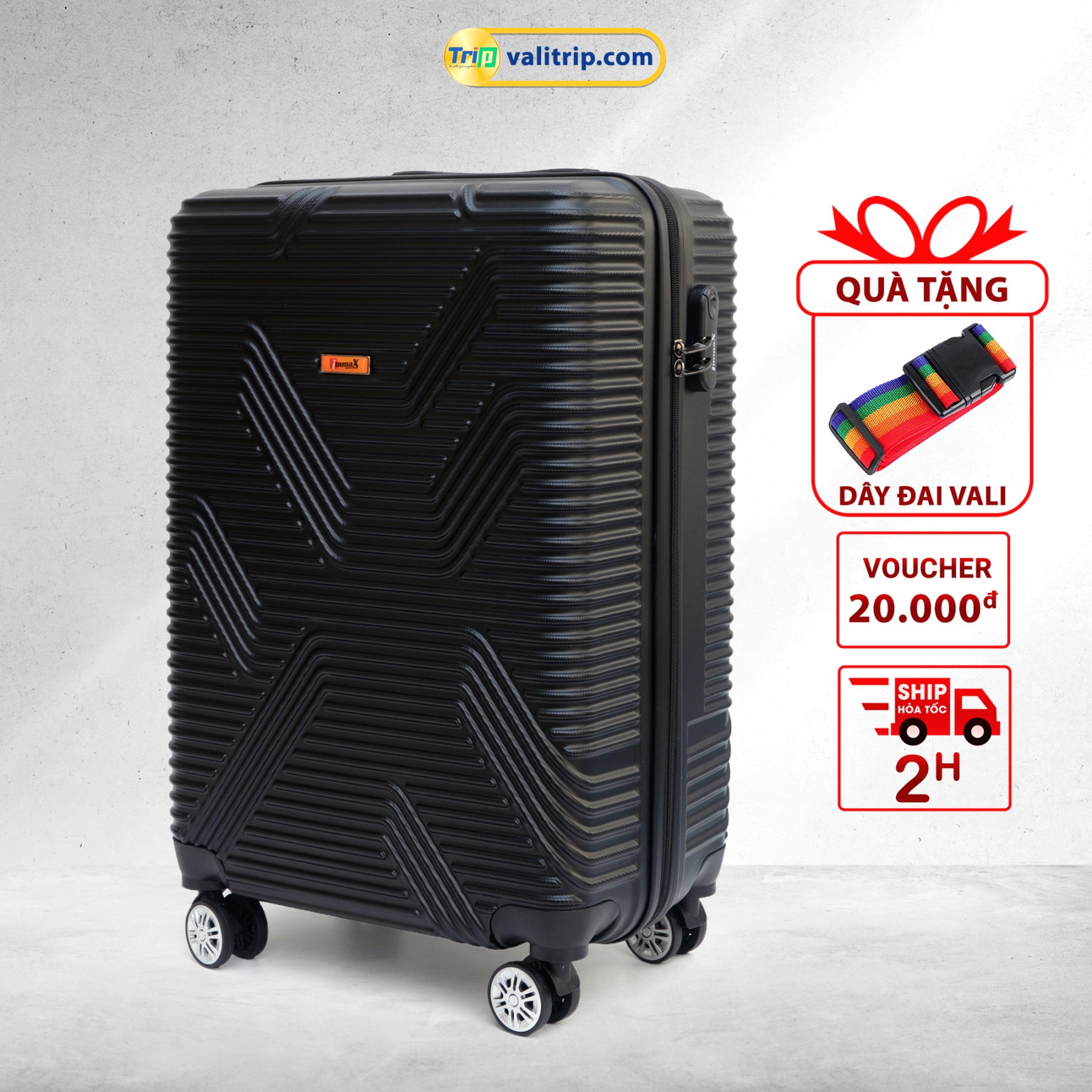 MIỄN PHÍ SHIP - TẶNG DÂY ĐAI - Vali nhựa du lịch immaX X11 có đủ 2 kích thước 20inch + 24inch - Bảo hành 36 tháng