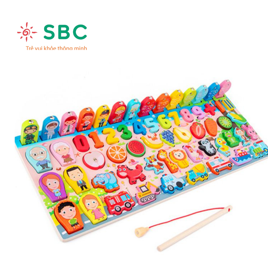 [HCM]Đồ chơi trẻ em Đồ chơi Câu cá ghép số gia đình nghề nghiệp củ quả giao thông đa năng 63 chi tiết