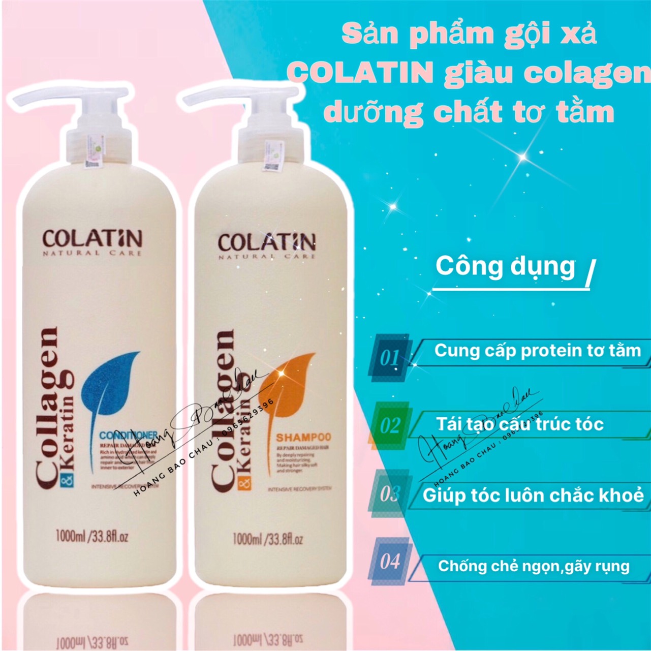 COLATIN DẦU GỘI XẢ DƯỠNG CHẤT TƠ TẦM COLATIN 1000ML CHÍNH HÃNG