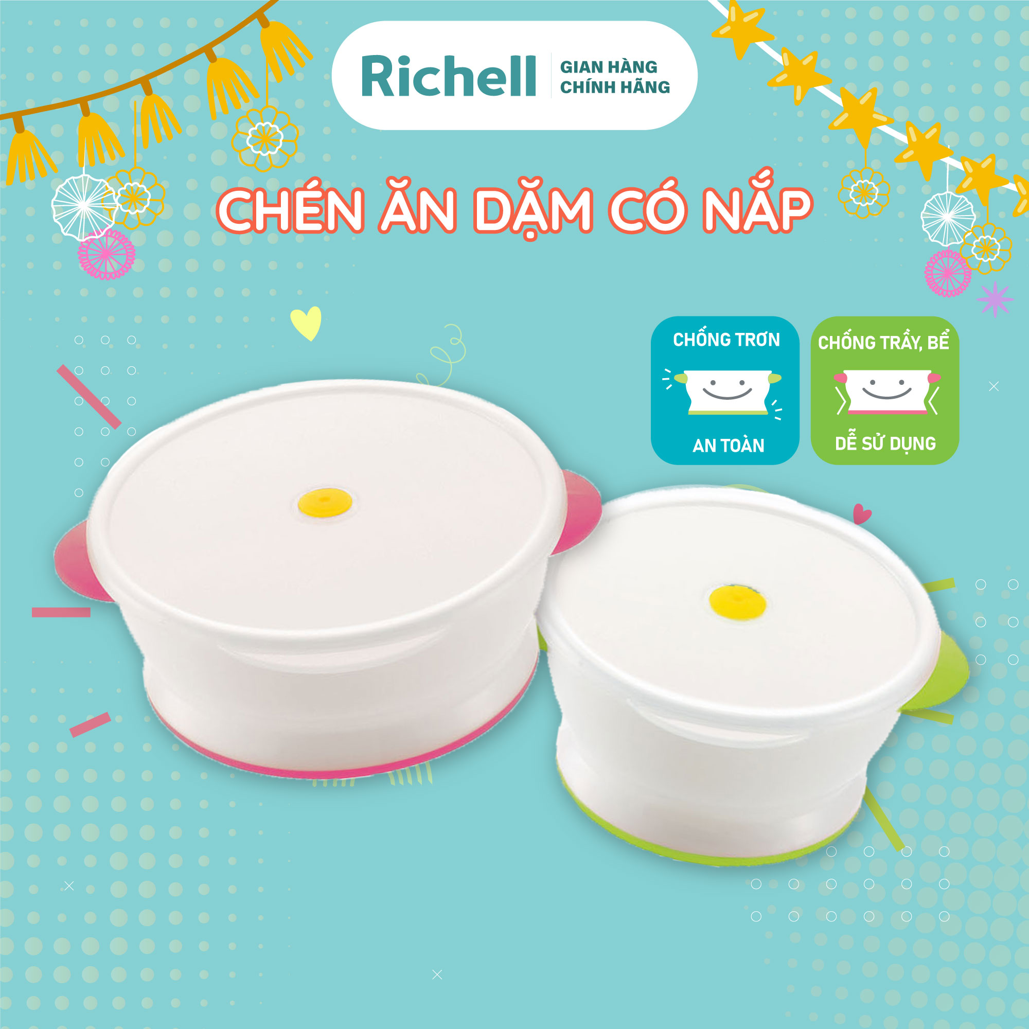 Chén ăn dặm có nắp RICHELL dùng được trong lò vi sóng | Baby