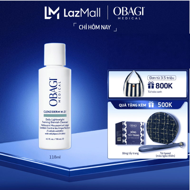 Sữa rửa mặt tẩy tế bào chết hỗ trợ giảm mụn CLENZIDERM M.D. Daily Lightweight Foaming Blemish Cleanser