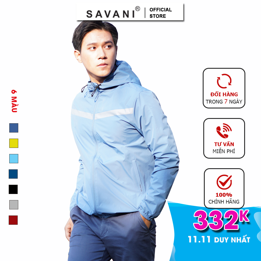 Áo khoác gió nam 2 mặt SAVANI cản gió, chống nước trẻ trung năng động AG401