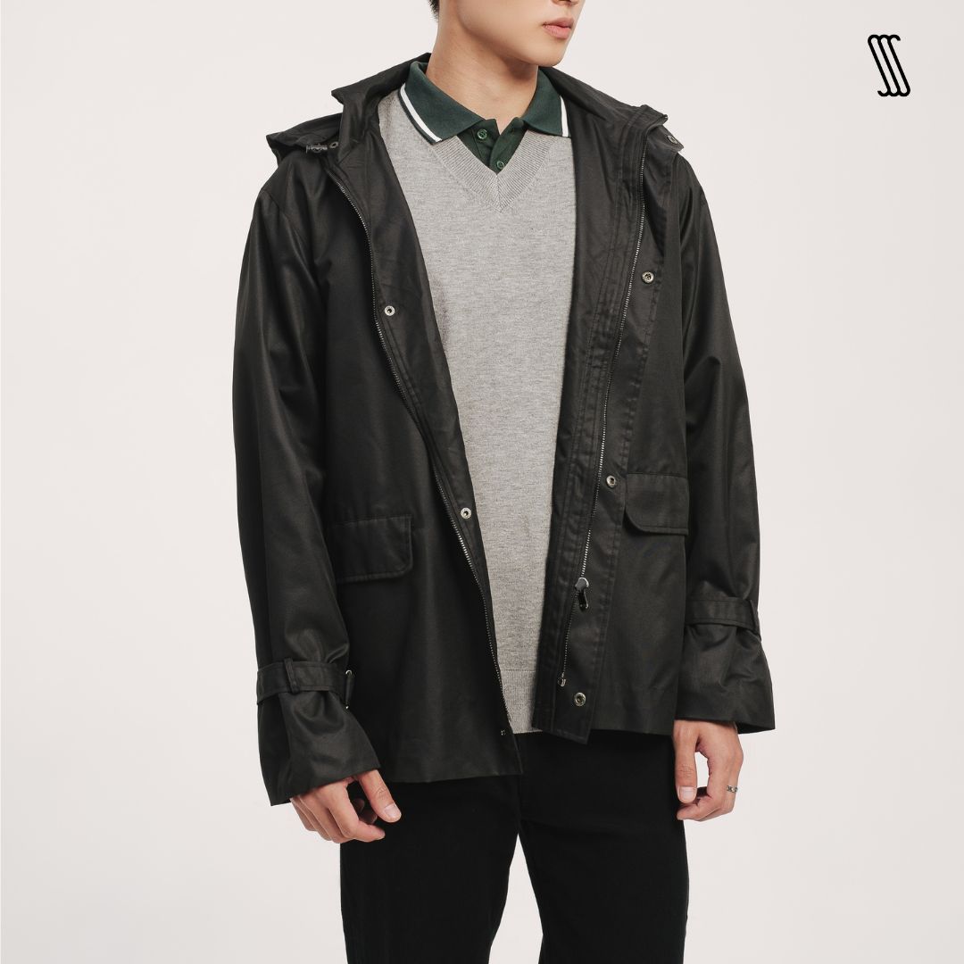 Áo khoác chống nước dáng ngắn ssstutter có khóa kéo, giữ ấm sss'rainproof jacket - short