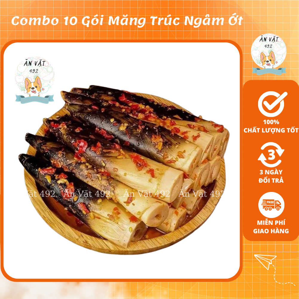 Combo 10 gói măng trúc ngâm ớt cay tứ xuyên 400g - ăn vặt 492