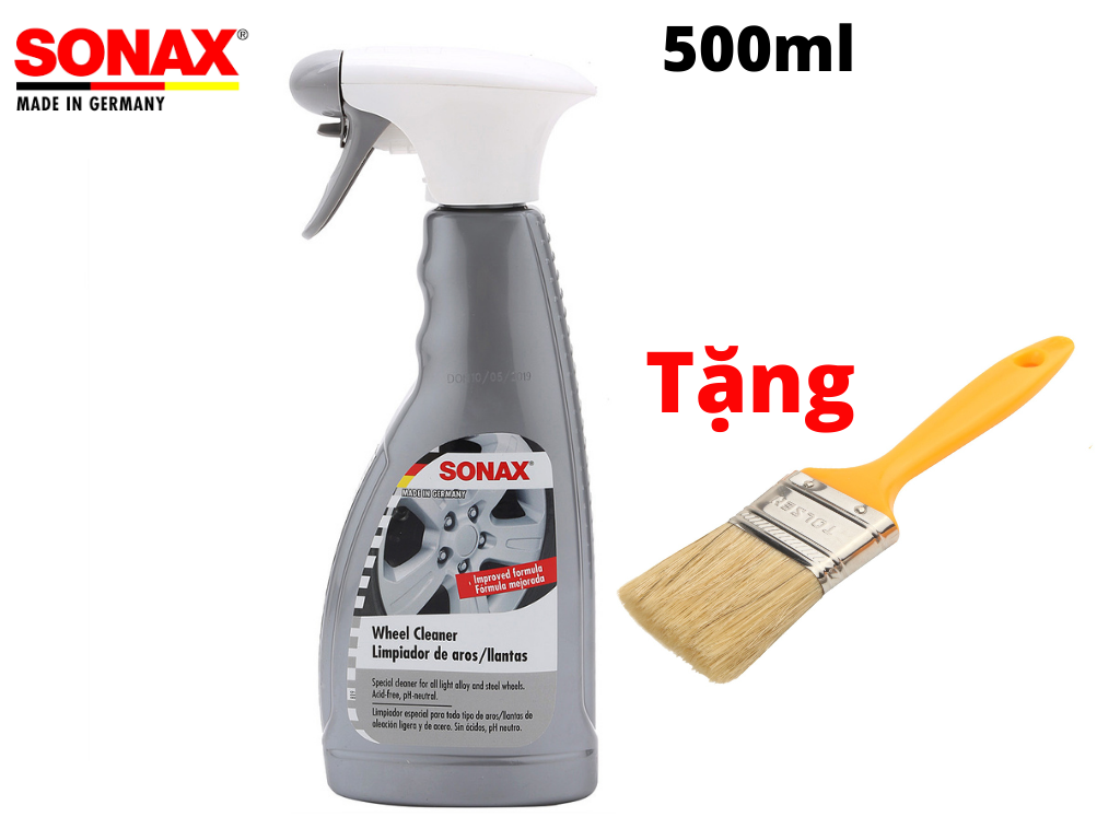 Chai xịt vệ sinh tẩy rửa mâm xe sonax 429200 tặng cọ