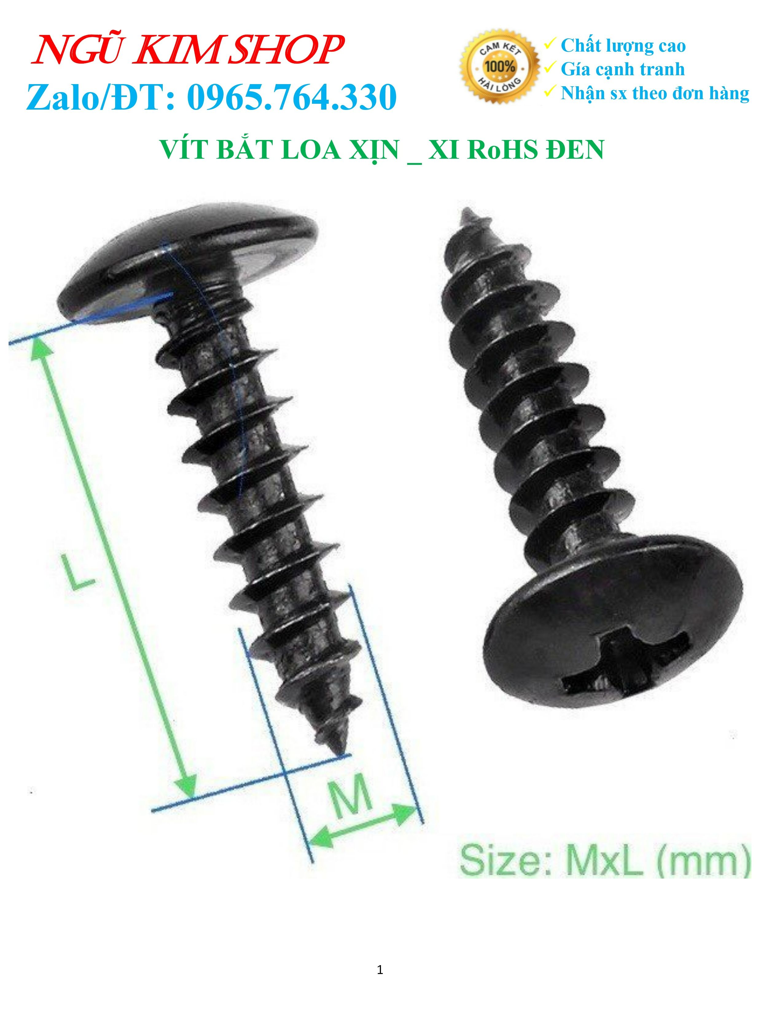 Vít bắt loa xịn m4, m4.5, m5 mạ đen