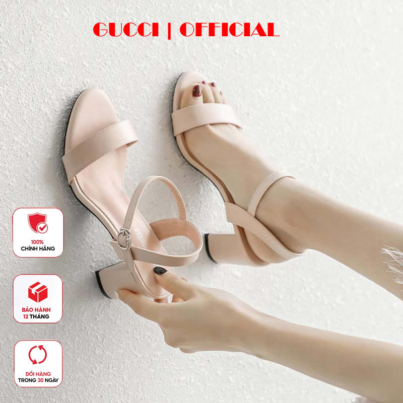 Giày sandal nữ cao gót gót vuông 7cm GC06 ,giày cao gót nữ đế vuông dáng chuẩn quai hậu