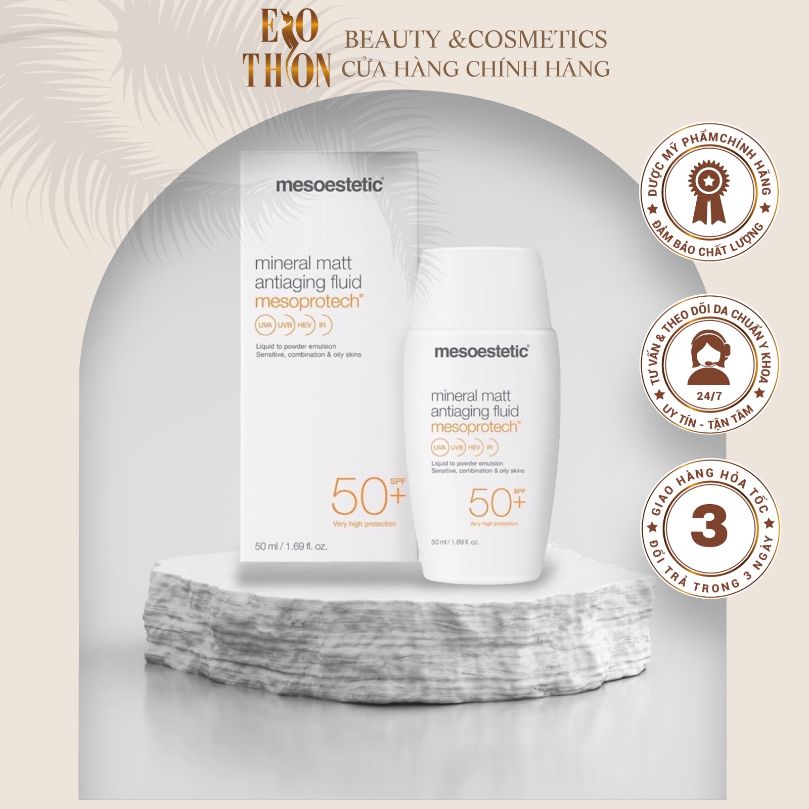 Kem Chống Nắng Mesoestetic Mineral Matt Antiaging Fluid SPF50+