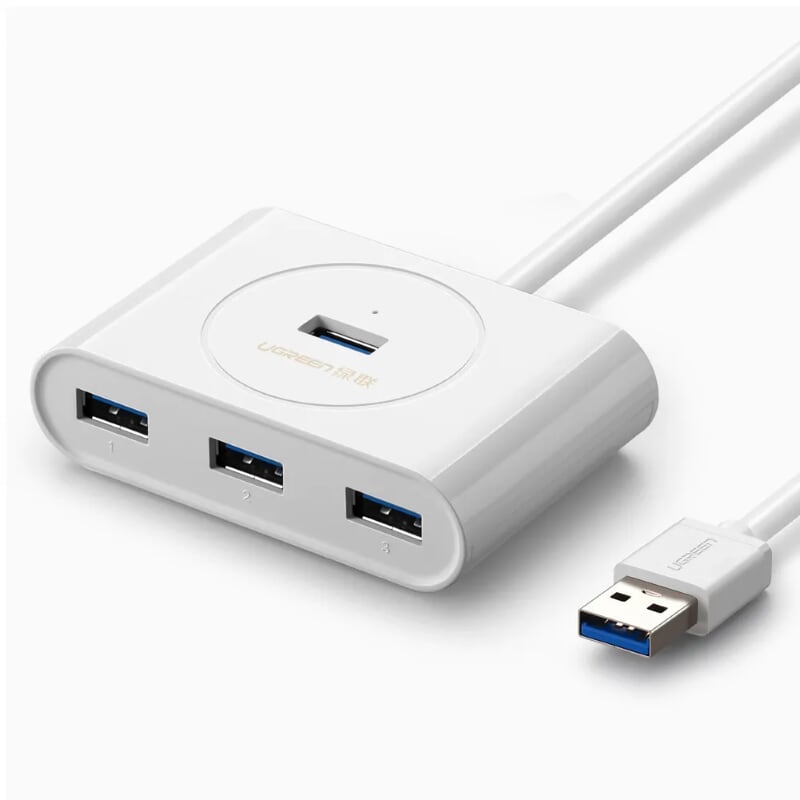 Ugreen 20282 50cm màu trắng bộ chia hub usb 3.0 sang 4 usb 3.0 hỗ trợ nguồn 5v cr113