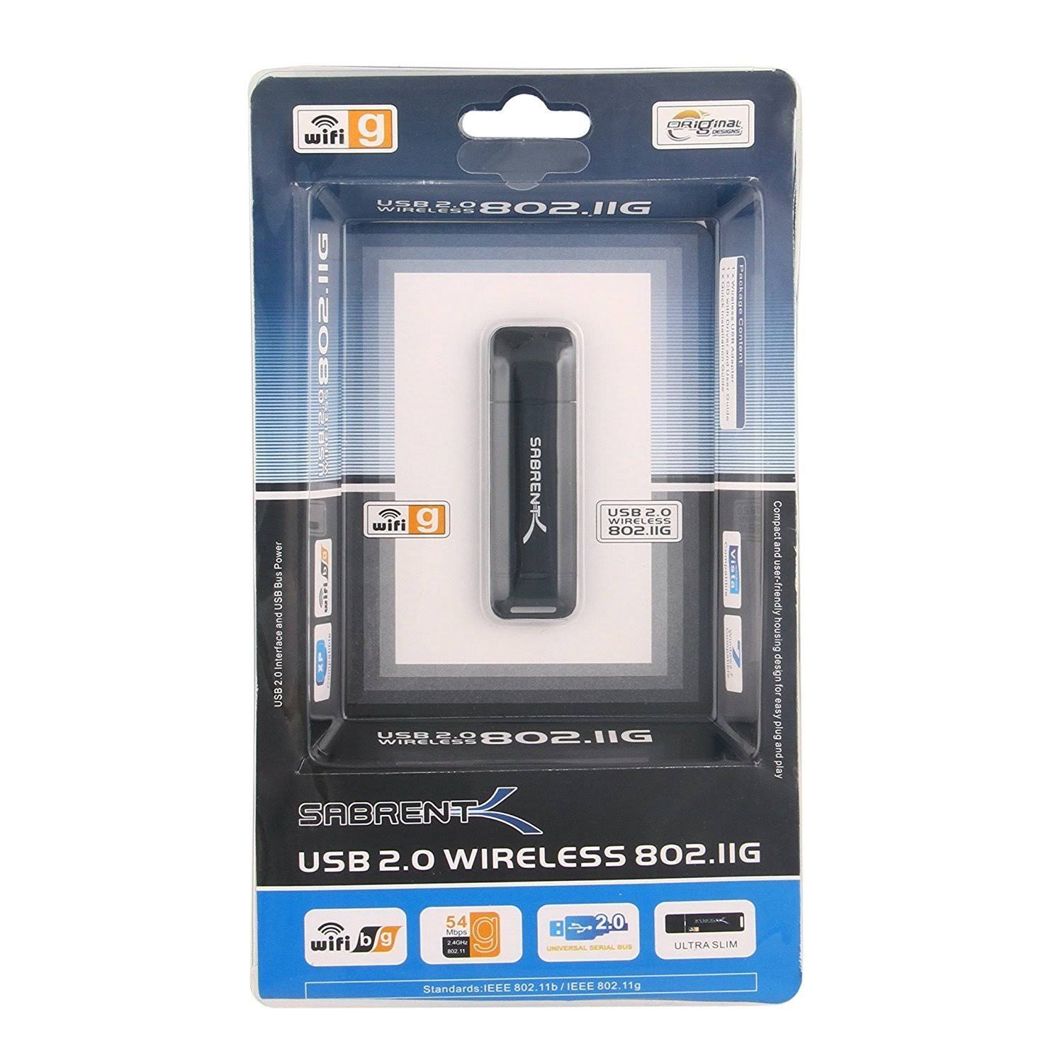Sabrent USB-G802 Wireless USB 2.0 802.11g Network 10/100 WLAN adapter - Windows XP, 2000, ME, 98 SE (Mỹ)