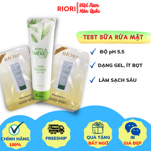 Mẫu thử Sữa rửa mặt thảo dược RIORI Herbal Clean 1.5g, sữa rửa măt cho da dầu, da mụn, da khô, da hỗn hợp, da yếu luôn