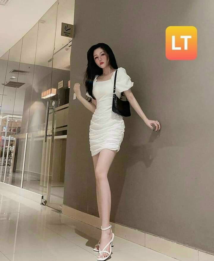 [HCM]Đầm Body Xếp Li Phối Cổ Vuông Lưng Trần Đan Dây Siêu Gợi Cảm.Qc