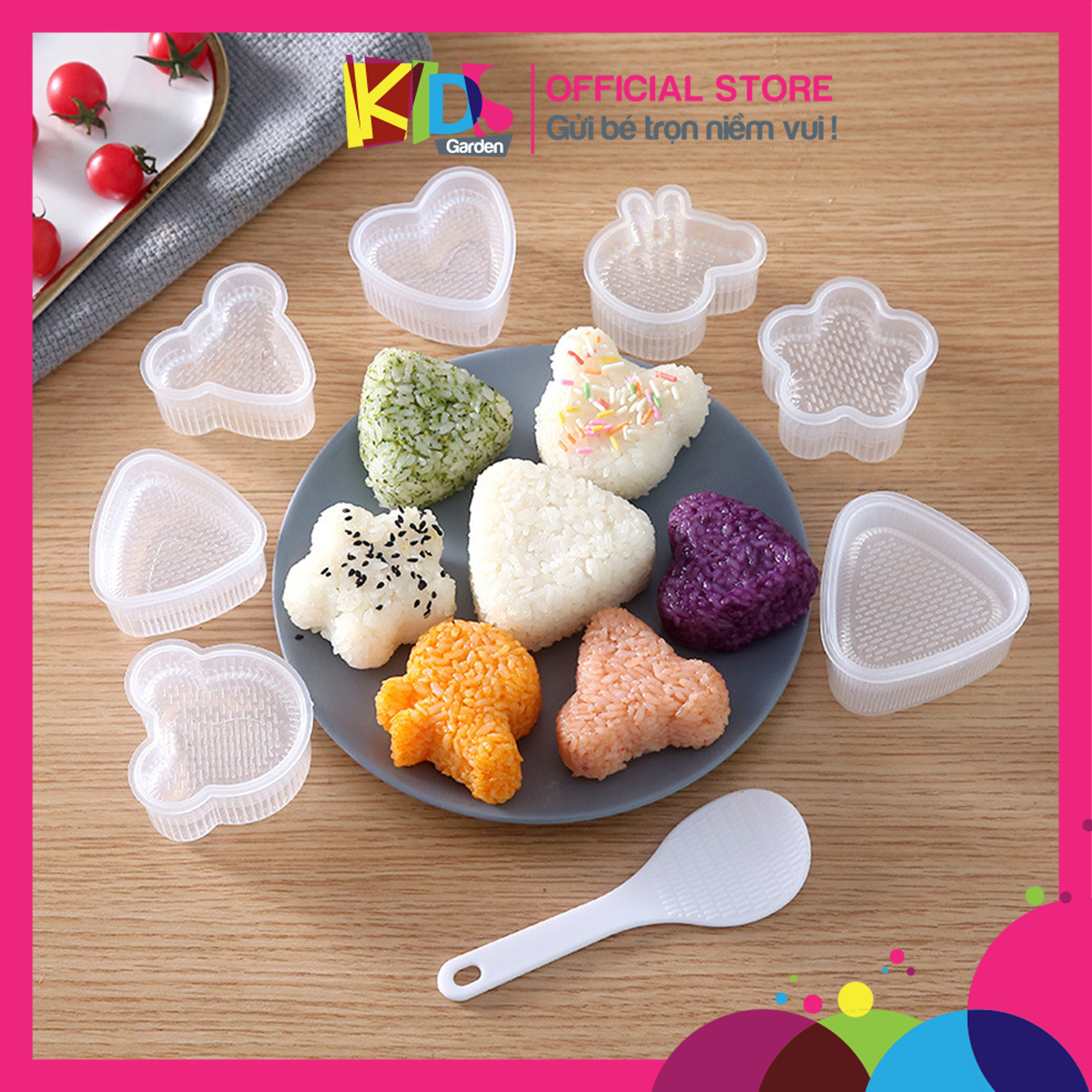 Khuôn làm cơm nắm bento khuôn cơm cho bé hình tam giác làm sushi onigiri nhật bản giúp trẻ ăn dặm NCDC03-SET4KHUON KIDS GARDEN