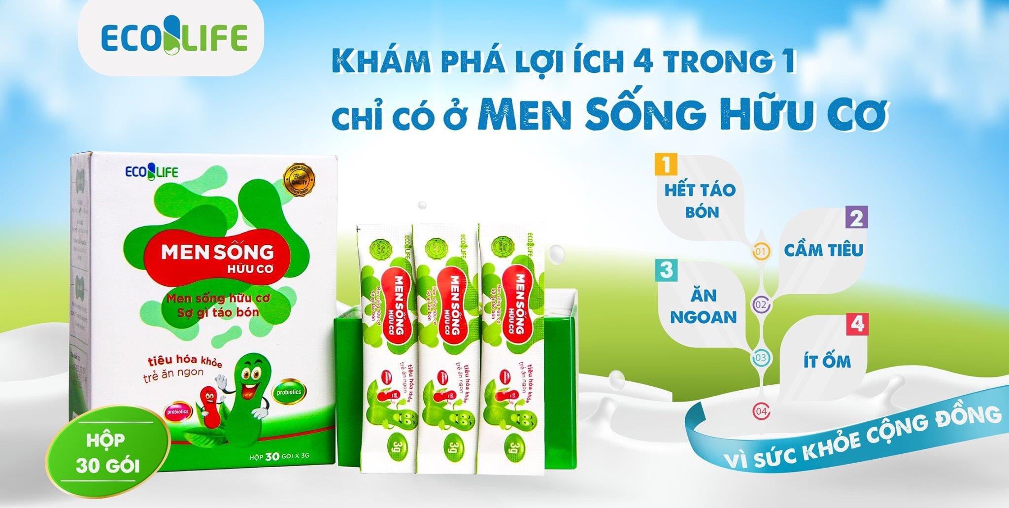 Men sống hữu cơ Ecolife- DŨNG SĨ đánh bay táo bón cho bé và mẹ bầu