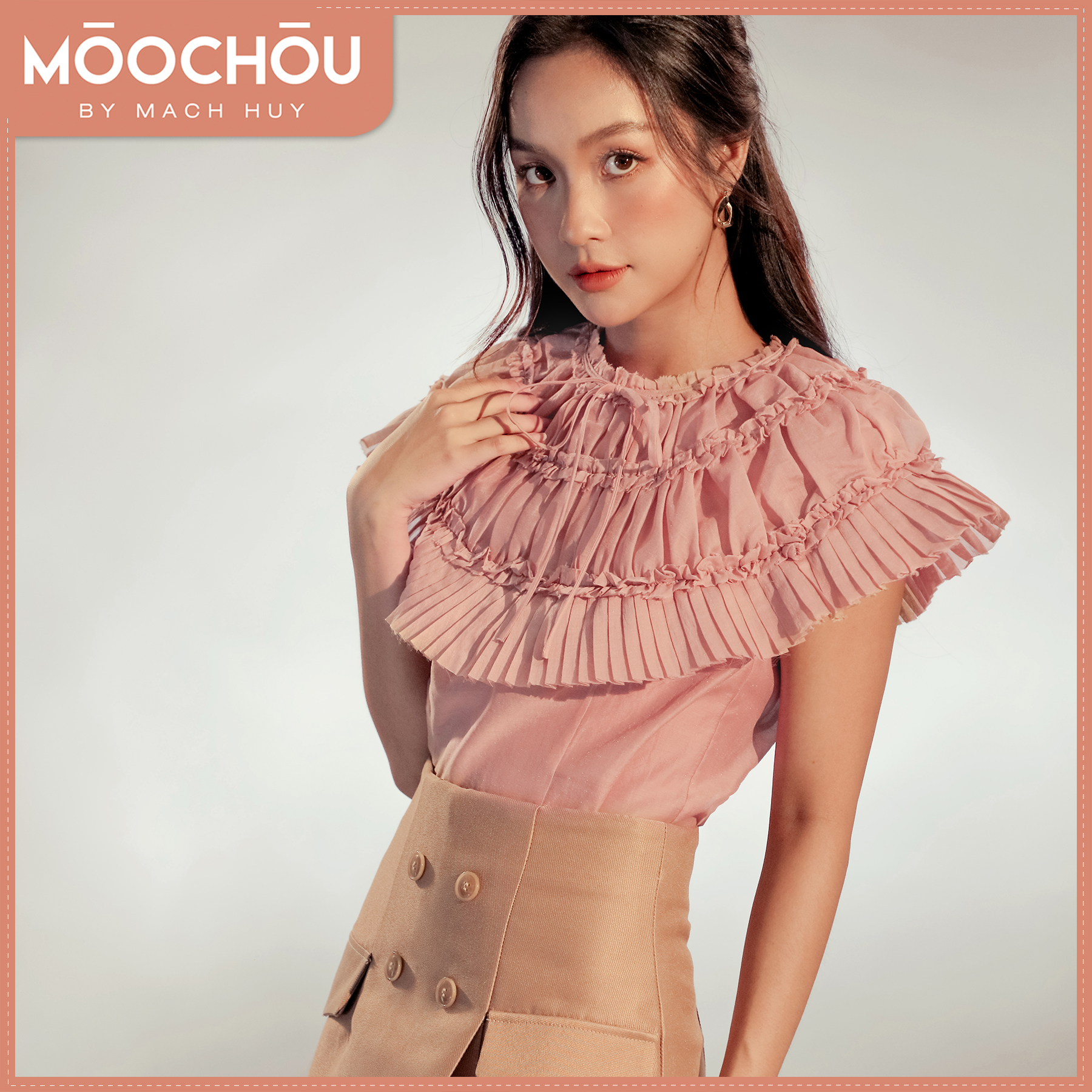 Áo kiểu cổ cánh chim seline top - moochou