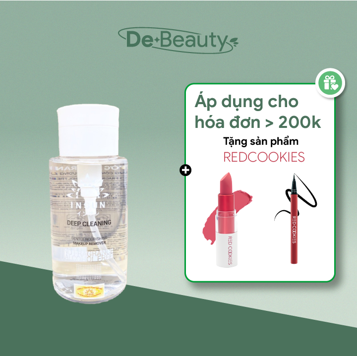 Nước tẩy trang sạch sâu INSUN, không cồn không hương liệu, làm sạch bụi bẩn, lành tính dịu nhẹ cho da.