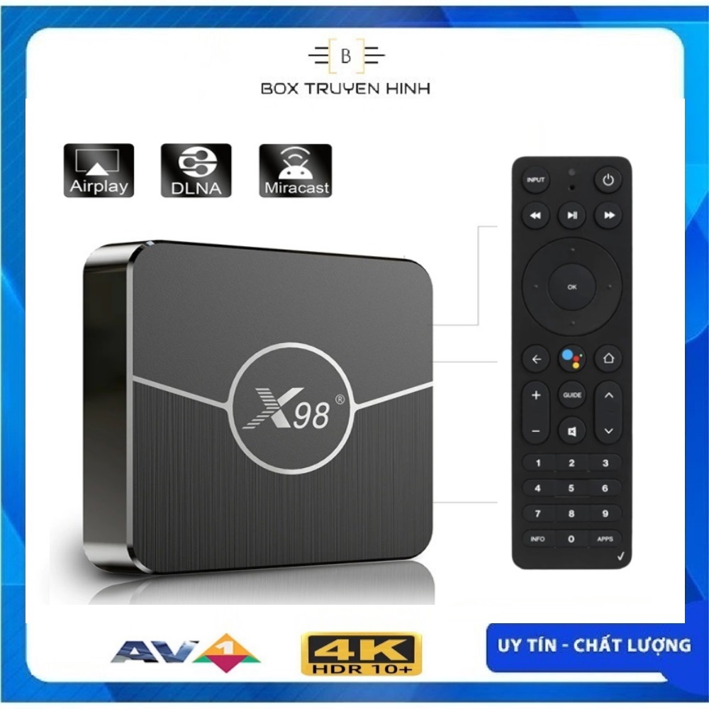 Android tv box x98 plus - remote giọng nói, ram 4gb, rom 32gb, android tv 11, dual wifi, bluetooth