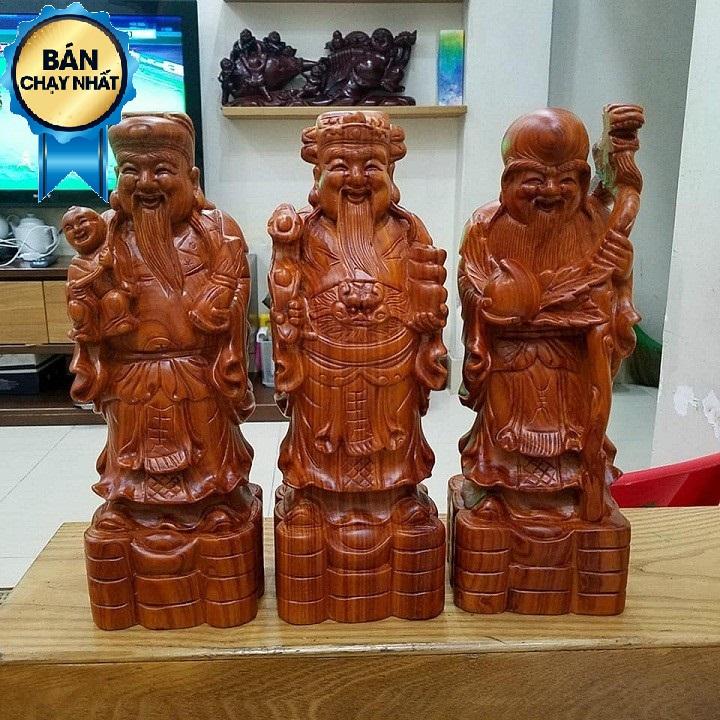 Bộ Tượng Tam Đa Phúc Lộc Thọ gỗ hương đỏ quý hiếm