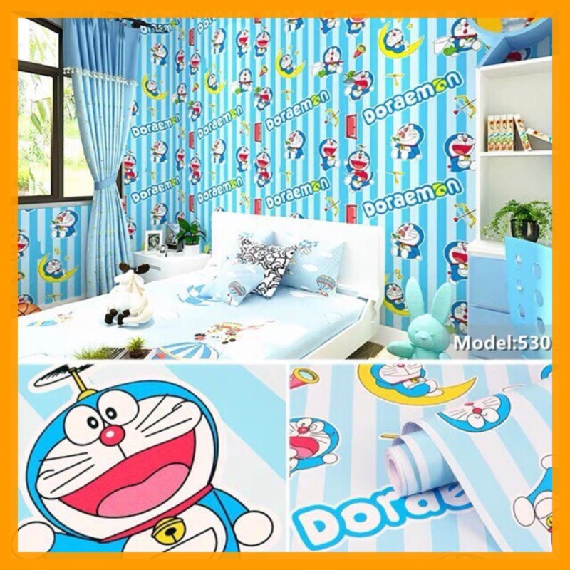 10M Giấy Dán Tường Sẵn Keo Doremon Dọc (10m x 45cm). Độ bền cao keo bám chắc tuổi thọ giấy lâu.