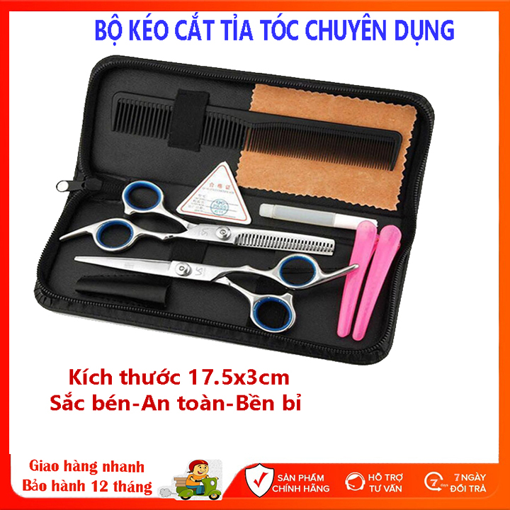 Kéo cắt tỉa tóc Nam, nữ kèm phụ kiện, lược, túi đựng thuận tiện cho cắt tỉa tóc mái cho bé, người lớn, trẻ em, gia đình, thợ cắt tóc tại các salon tóc