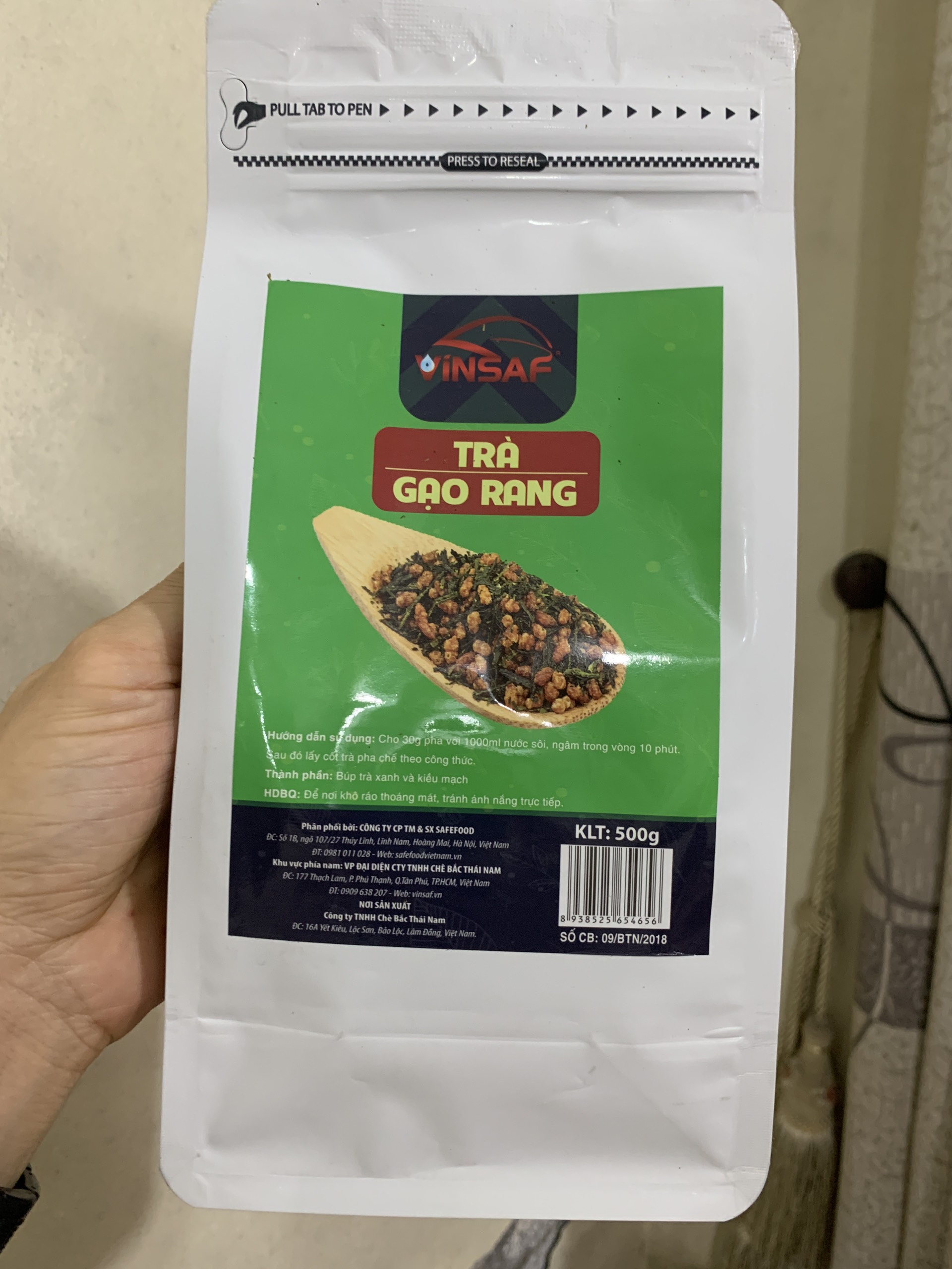 Trà gạo rang vinsaf túi 500g - pha trà gạo rang chuẩn ngon