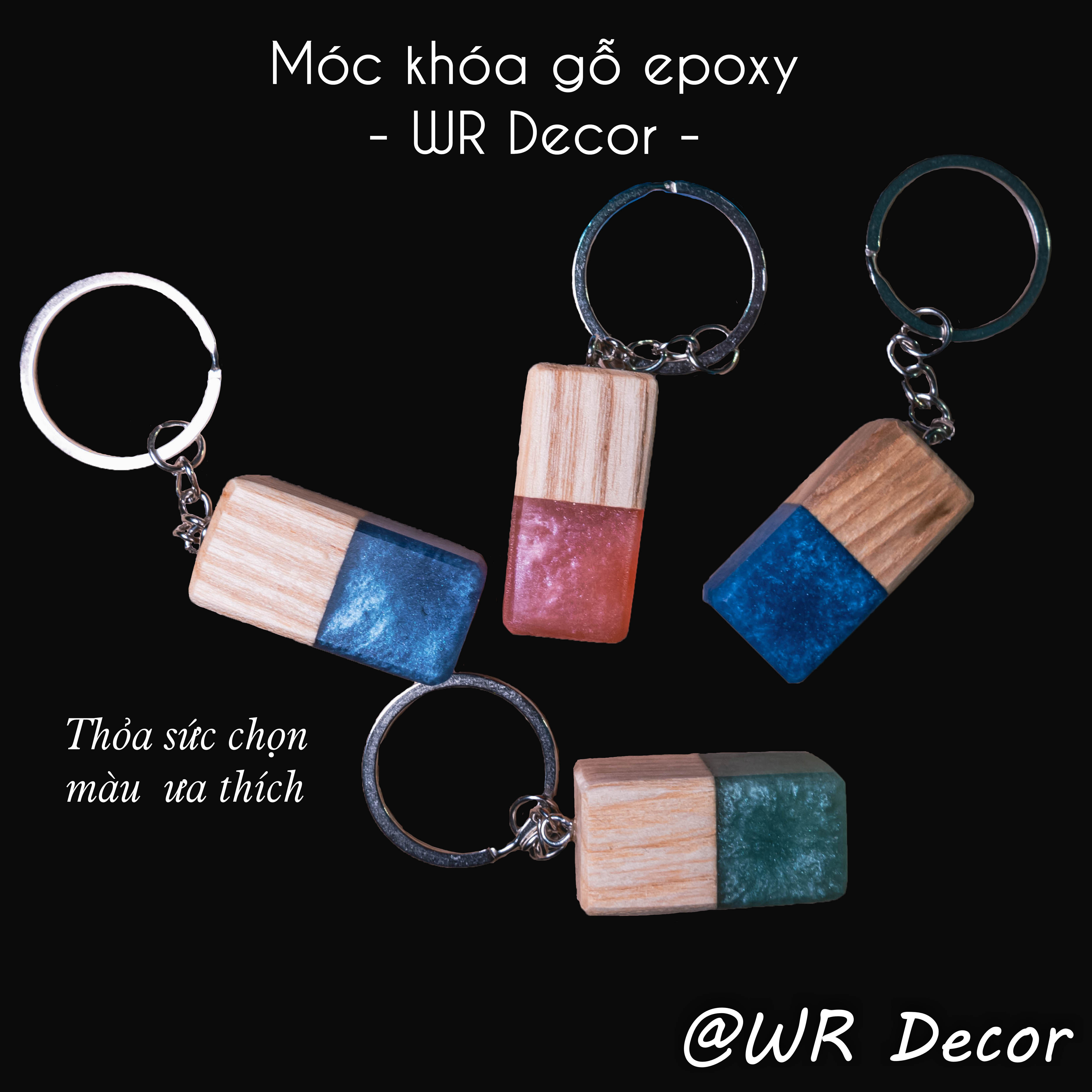 Móc chìa khóa gỗ kết hợp Epoxy Resin - by WR Decor