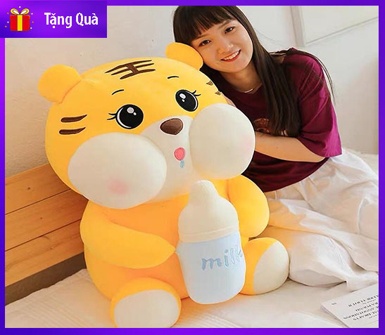 Gấu bông hổ ôm bình sữa , gối ôm hổ ôm bình sữa siêu kute dễ thương thích hợp cho quà tặng