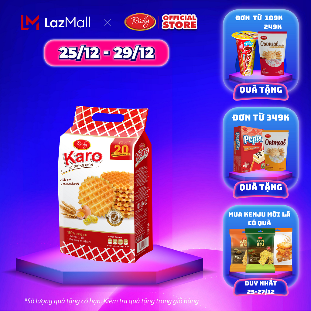 [SALE CUỐI NĂM 25-29/12] Bánh Karo Richy bơ trứng giòn gói 150g - 270g