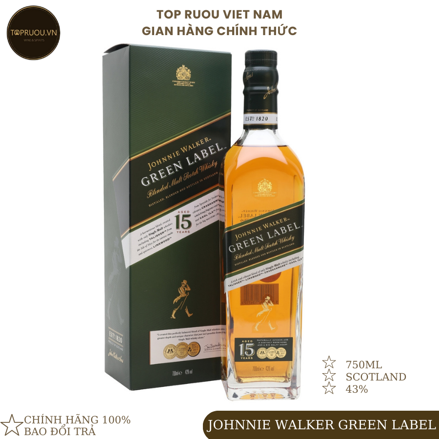 Rượu Whisky Johnnie Walker Green Label 750ml