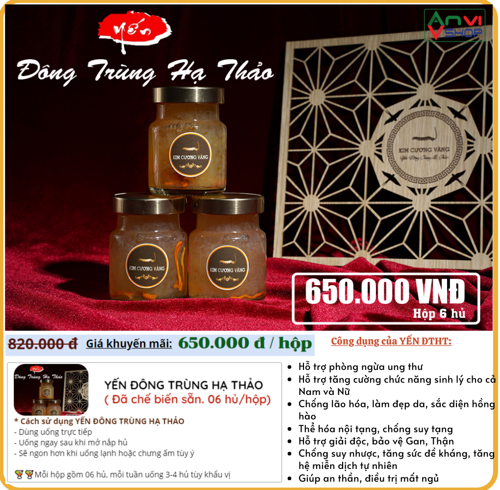 [HCM]Yến Đông Trùng Hạ Thảo Kim Cương Vàng (của diễn viên Tiến Luật)