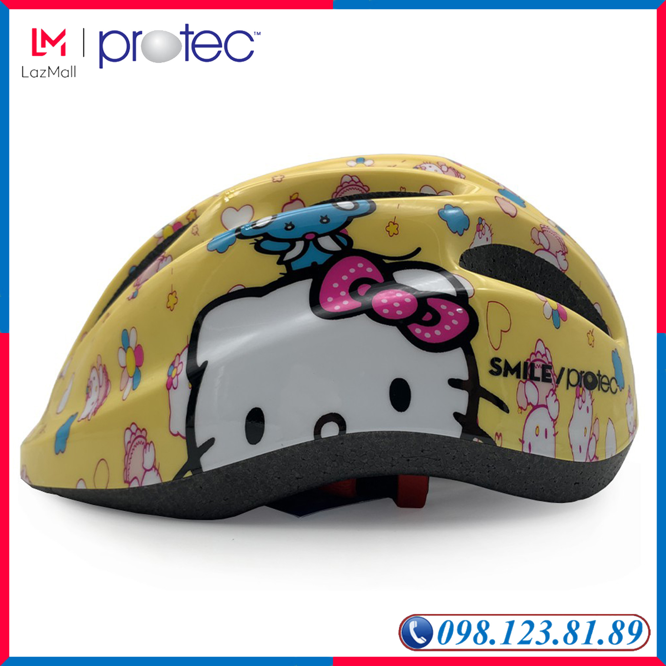 Mũ Bảo Hiểm Xe Đạp Dành Cho Các Bé Gái, Nón Bảo Hiểm Chơi Thể Thao, Trượt Patin Trẻ Em Cao Cấp Protec SMILE WT - 024 Họa Tiết Mèo Hello Kitty Đáng Yêu - PROTEC HELMET