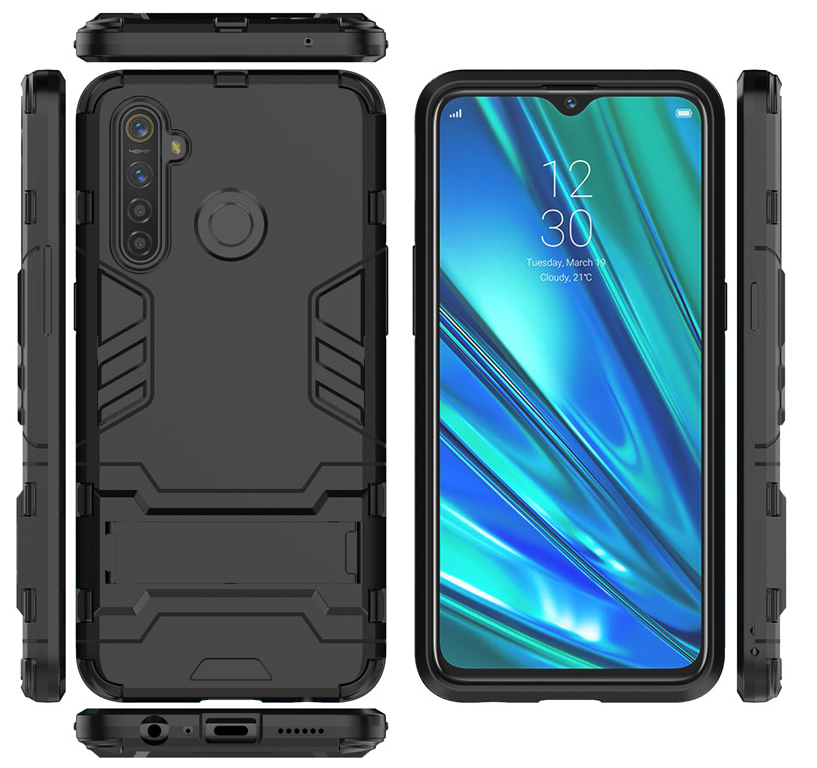 Realme 5 Pro/ Realme Q Ốp Lưng iRon Man Chống Sốc Bảo Vệ Điện Thoại Có Chân Chống Xem Video - Màu Đen