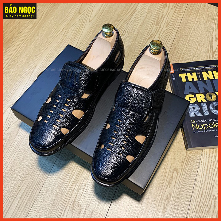 Giày rọ giày hè nam da bò thoáng mát - da bò thật 100% - đế cao su đúc được khâu chắc chắn - mã h01