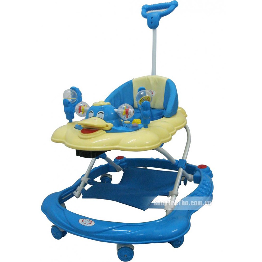 [HCM][Tay Đẩy Và Thảm Để Chân]Xe Con Vịt Mẫu Mới 31 5C- Mẫu Mới- Có Nhạc Để Chân - Cần đẩy Cho Bé.  Xe tròn tập đi có nhạc đèn kết hợp bàn ăn