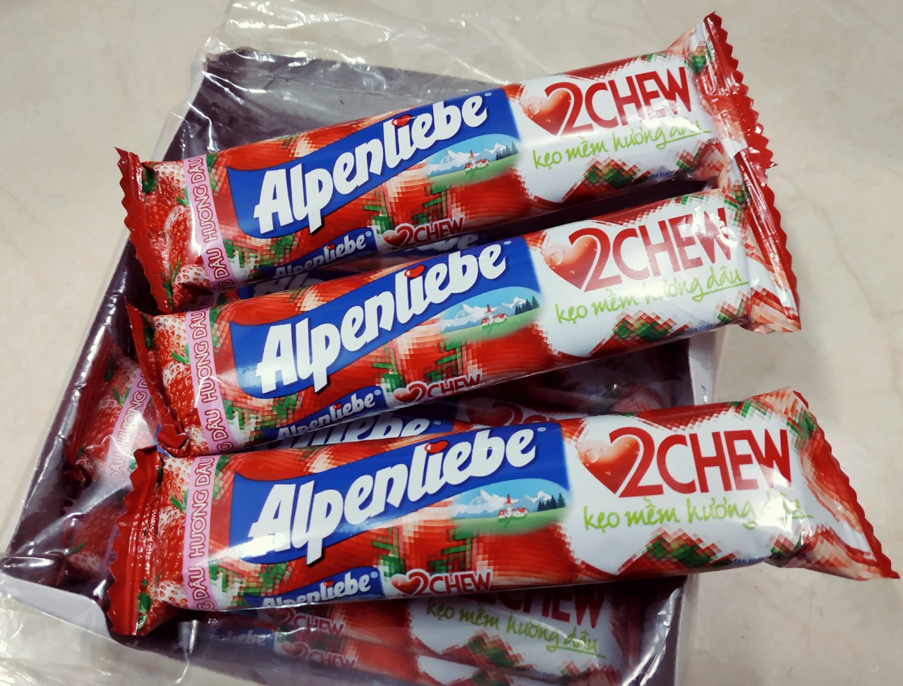 [ Chính hãng] Combo 5 thỏi kẹo Alpenliebe 2 Chew Dâu siêu ngon