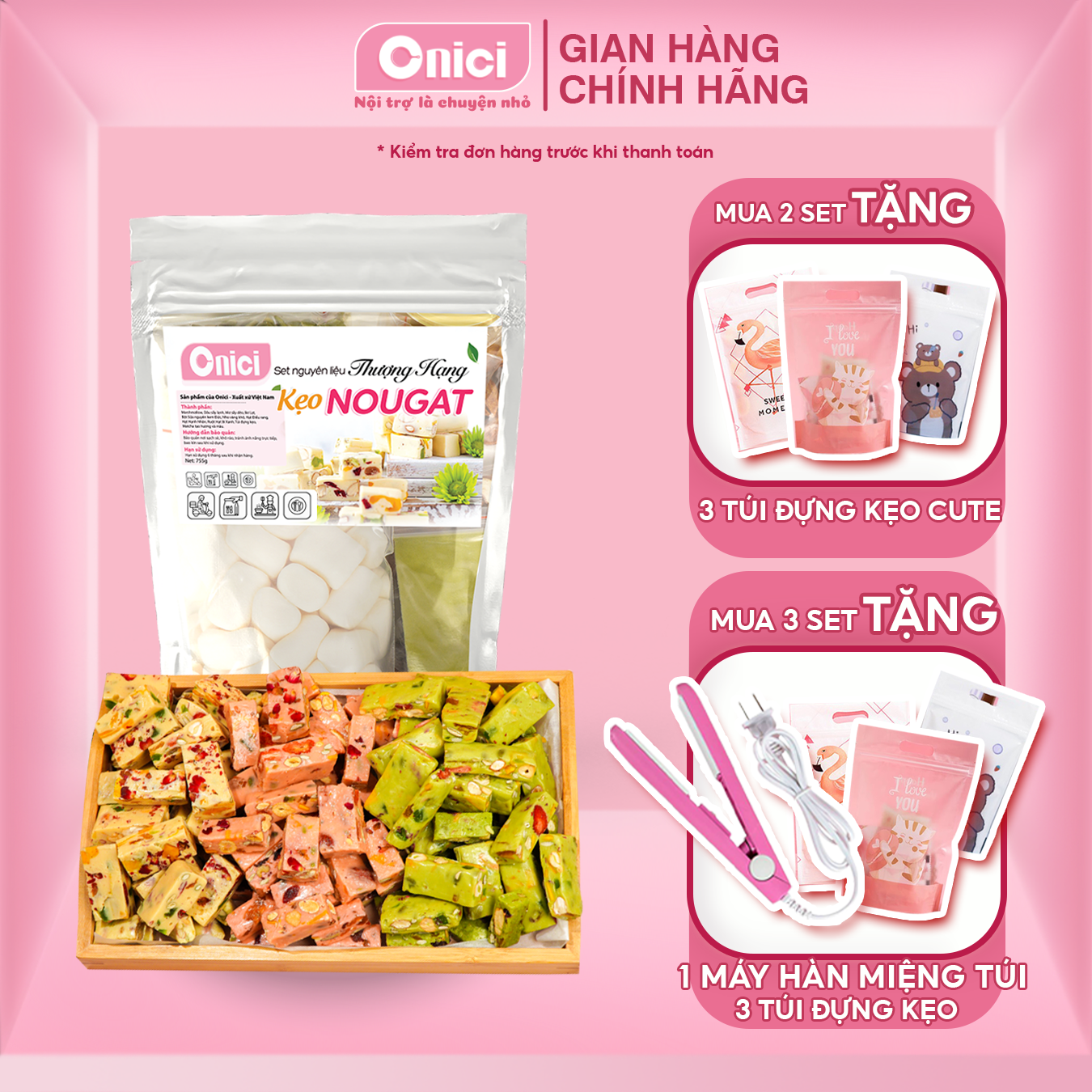 SET NGUYÊN LIỆU KẸO NOUGAT THƯỢNG HẠNG 60 VIÊN Bếp Của Mẹ Onici