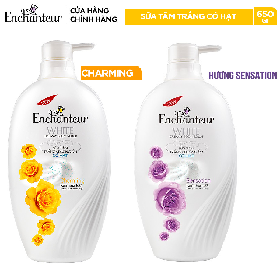 Hcm - sữa tắm có hạt enchanteur 650g chai 650g