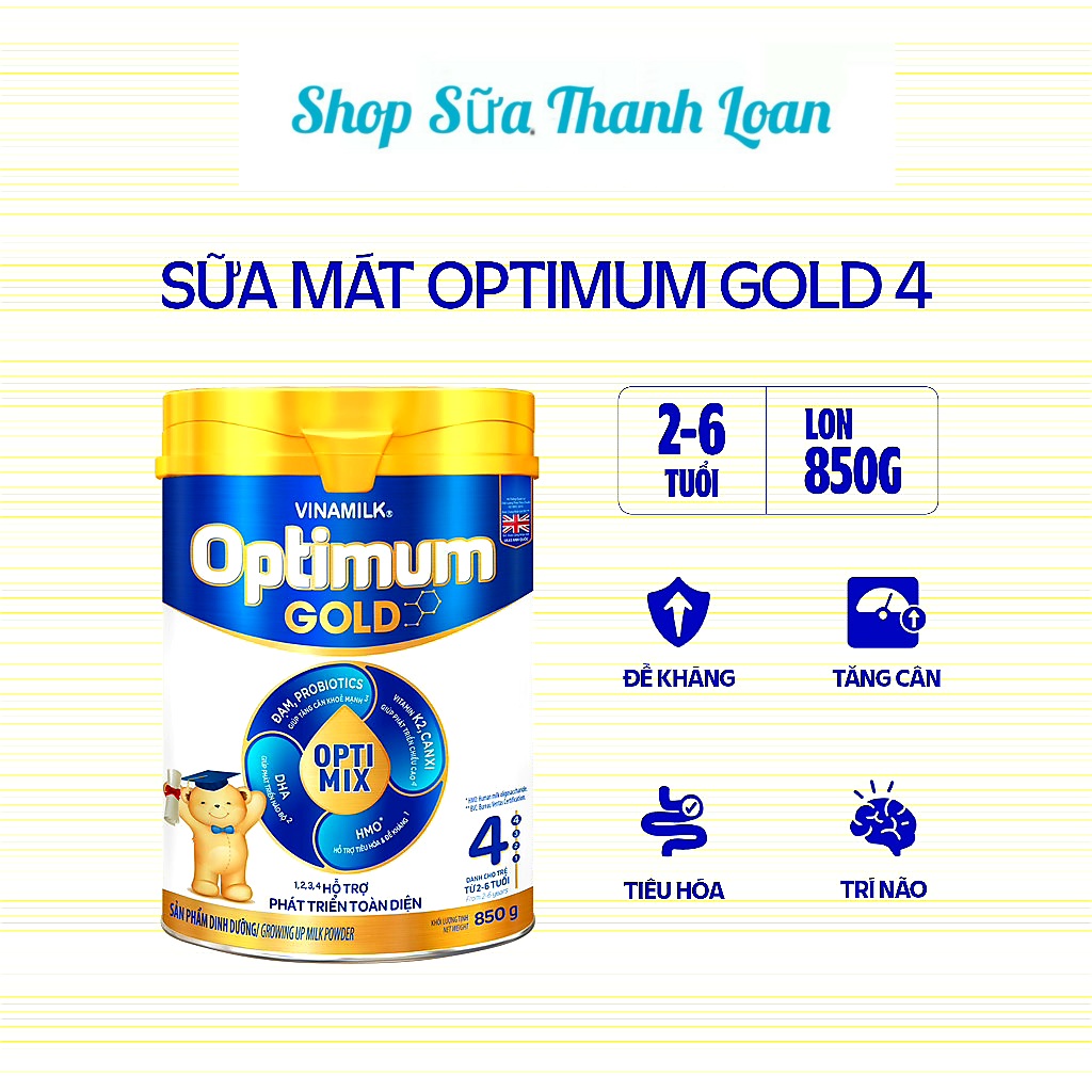 Combo 4 lon sữa bột optimum gold 4 850g .