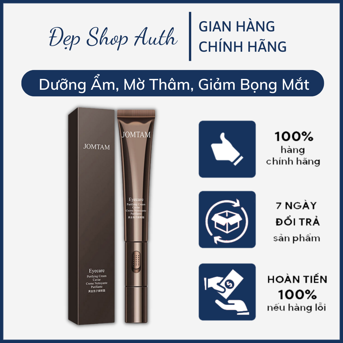 Kem Dưỡng Mắt Tinh Chất Vàng JOMTAM Eyecare Purifying Cream (20ml) Xóa Nếp Nhăn, Xóa Quầng Thâm, Tan Bọng Mắt