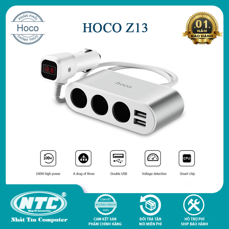 Cốc sạc xe hơi ô tô hoco z13 tích hợp 5 cổng sạc - có màn hình lcd - nhất tín computer