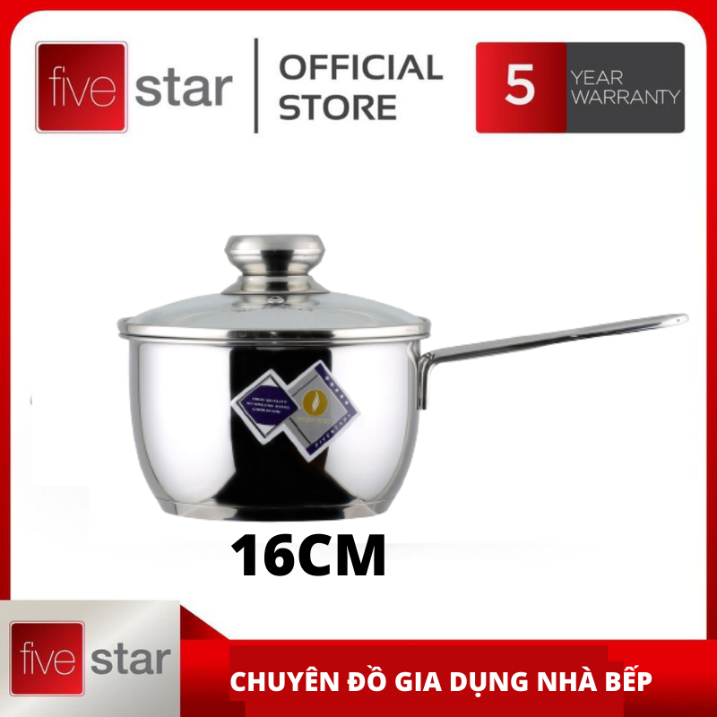 Quanh khuấy cháo cho bé- quánh inox 3 đáy 16cm nắp kính fivestar