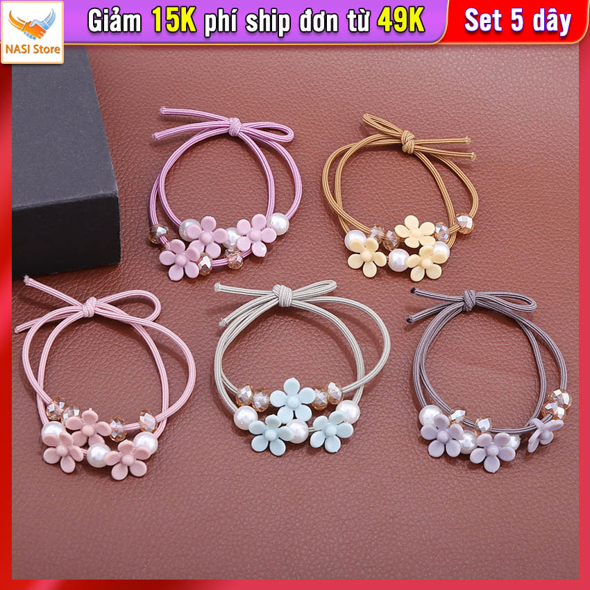 Dây buộc tóc nữ Mori [Set 5 dây] NASI Store dễ thương phong cách hàn quốc thun cột tóc nữ co giãn tốt phụ kiện tóc