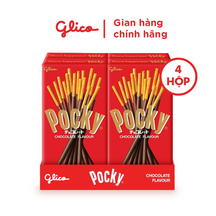 Combo 4 hộp bánh snack que Pocky Sôcôla 40gr thích hợp đồ ăn vặt